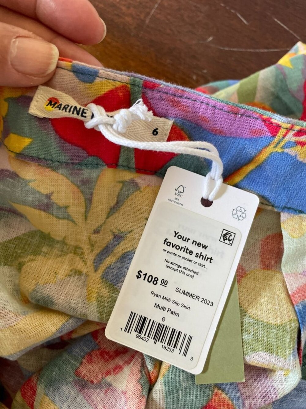 NWT Marine Layer Ryan Midi Slip Skirt Tropical Palm SZ 6 Vacation Wear - Picture 9 of 12